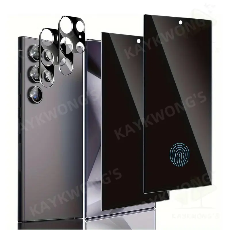 KAYKWONG'S 2 in 1 Privacy Screen Protector & Lens Protector, Anti Peeping, 1 Set Tempered Glass Screen Protector & Lens Protector, Phone Accessories for Samsung Galaxy S21/22/23/24/25 Ultra, Cover