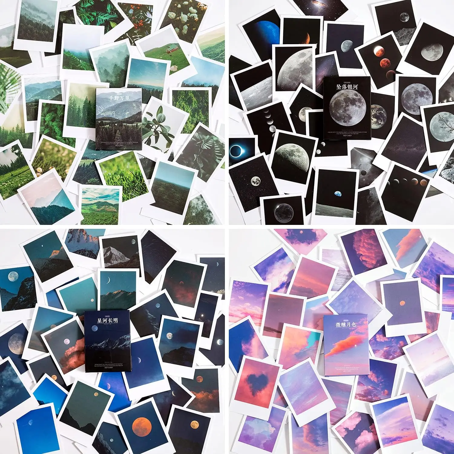 Landscape Nature Stickers Set (120 Pieces), Aesthetic Mountain Forest Sky Cloud Galaxy Space Moon Phase Sunset Natural Scenery Collage Pictures for Art Journaling Scrapbooking Junk Journal Supplies Decoration