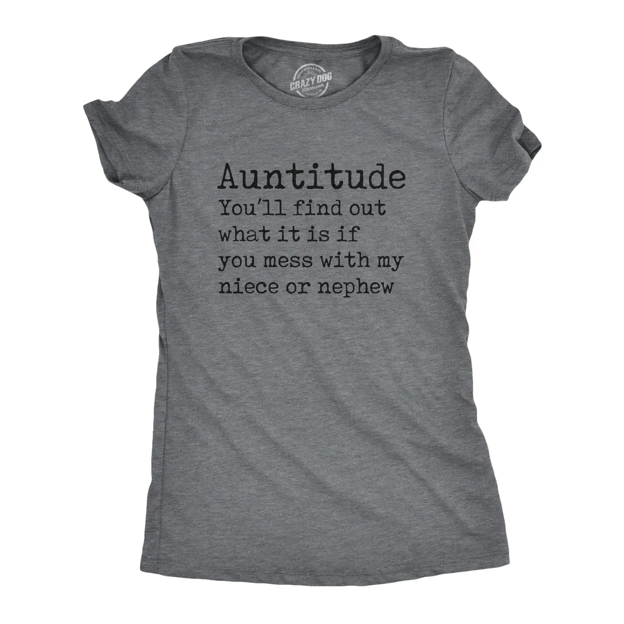 Womens Auntitude T Shirt Funny Best Aunt Attitude Definition Tee for Ladies Funny Womens T Shirts Cute Vintage Fashion Casual Ladies T-Shirt Gift Funny Aunt Top Women's Novelty Tees Dark Grey