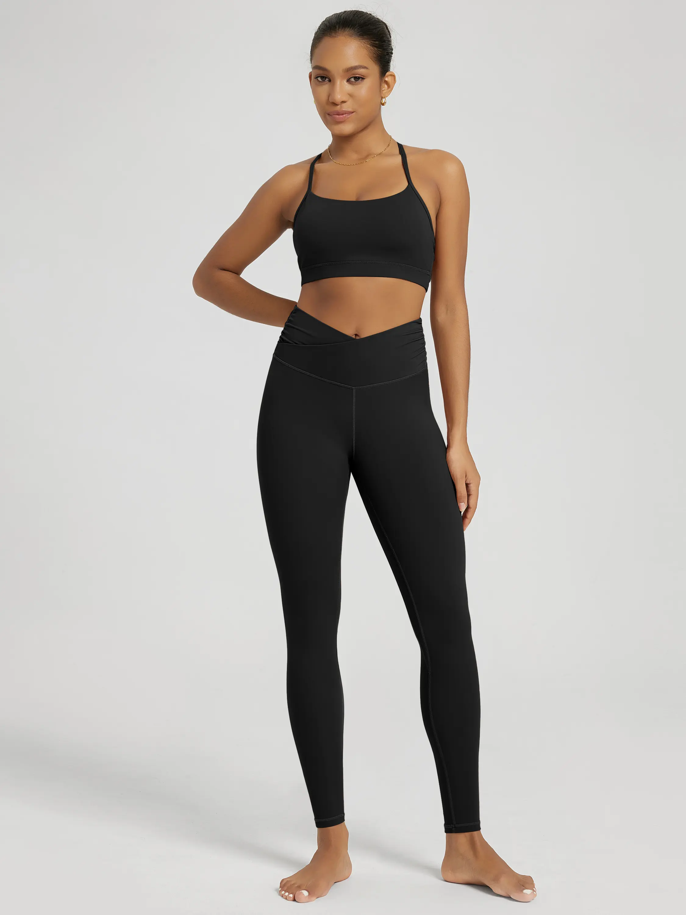 ODODOS Women's Cross Waist 7/8 Yoga Leggings with Inner Pocket, 25"/28" Gathered Crossover Workout Yoga Pants ODODOS Women's Cross Waist 7/8 Yoga Leggings with Inner Pocket, 25"/28" Gathered Crossover Workout Yoga Pants