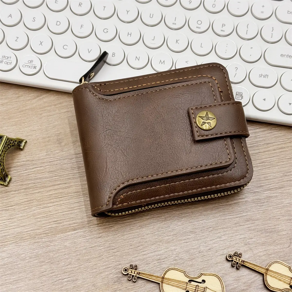 GOODBEE Men's Vintage PU Leather Zip-Around Wallet – RFID Blocking Wallet with Coin Pocket, Card Slots & Cash Compartment