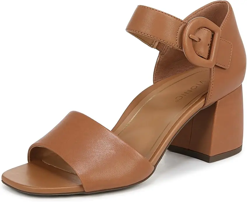 Vionic Women's Chardonnay Ankle Heeled Sandal - Camel Nappa Leather, Shoe, Footwear, Height Boost Women's Sandals, Casual Wear, I7818L4201, Ankle Heeled Women's Sandals