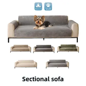 Waterproof One-Piece Sofa Cover 1PC, Non-Slip Couch Cover, Pet-Friendly Anti-Scratch Couch Seat Protector for Dogs & Cats, Washable Solid Color Sofa Seat Cover for Sectional, Loveseat & 3-Seater Living Room Decor