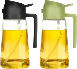 16oz Oil Dispenser Bottle for Kitchen - 2 in 1 Olive Oil Dispenser and Oil Sprayer -Oil Sprayer for Cooking, Kitchen, Salad, Barbecue Utensils glass Kitchenware Pouring Containers Home Green Black outdoorfun