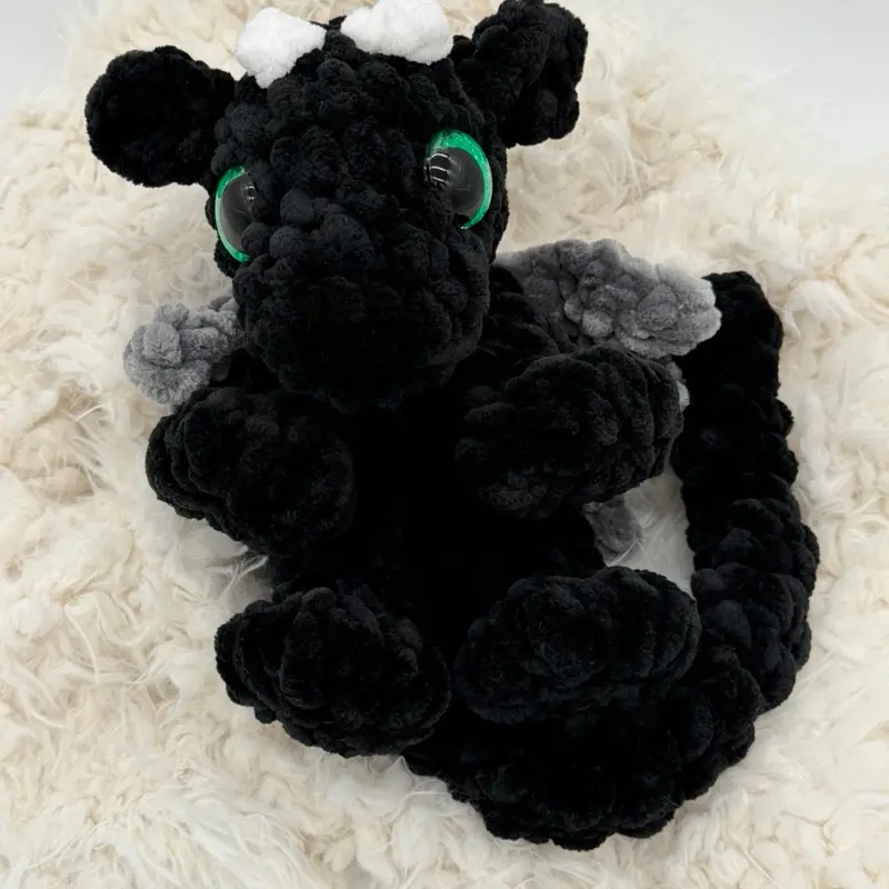 Crocheted Large Black  Lovey Dragon