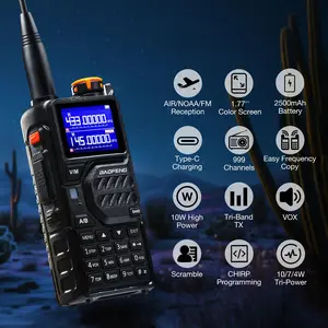 BAOFENG Ham Radio Handheld K5 PLUS 10W Long Range Walkie Talkies 5RM K5 Two Way Radio NOAA Weather Receiver with Copy Frequency,AM,USB-C Charging for Hiking Survival Gear