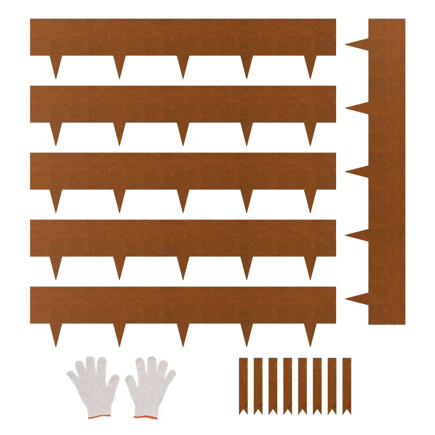 【Backtoschool】VEVOR Steel Landscape Edging, 6 Packs 40 x 8 in Weather-Resistant & Pre-Rust Metal Landscape Edging, Bendable Garden Edging Border, Shark Spike, Lawn Edging for Flower Bed Yard Pathway Divider