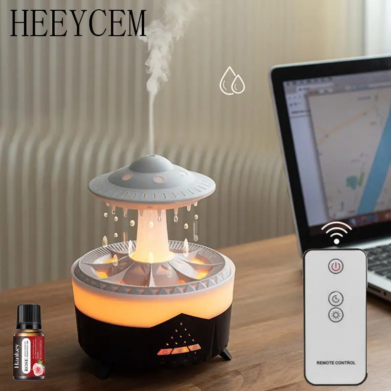 1 piece of raindrop night light aromatherapy machine, colorful atmosphere decorative light, raindrop table lamp diffuser, Fragrance Aroma Humidifier, remote control, atomization mode, timer design, suitable for home living room bedroom, office desktop