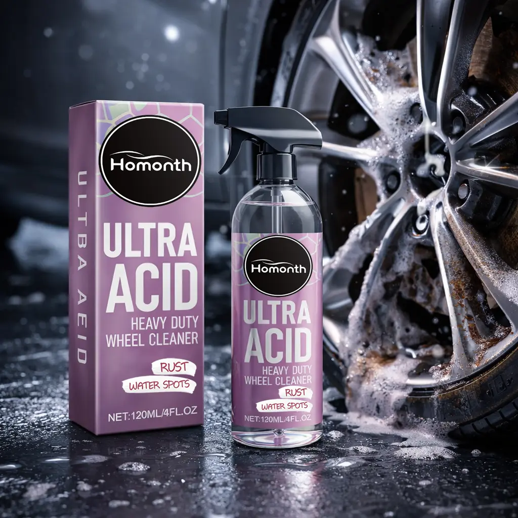 Heavy Duty Car Chrome Wheel Cleaner - Professional Acid Formula for Brake Dust, Rust, Hard Water Spots, Rim Shine Restoration, Chrome Wheels