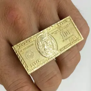 Benjamin Franklin Real Gold Plated 14k Double Finger Ring No Fading Brand New Same Day Shipping