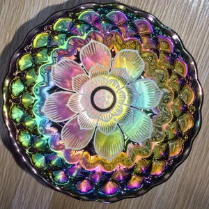 Luminous Rainbow-Hued Porcelain Teacup with Lotus Design Drinkware