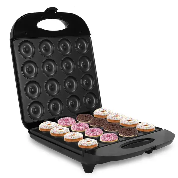 Mini Donut Maker Machine for Kitchen Baking - 16-Hole Non-Stick Coating, Double-Side Heating Plates, Overheating Protection, Ideal for Kids' Snack & Breakfast