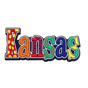Kansas Festive Multicolor Letters Fridge Souvenir Magnet