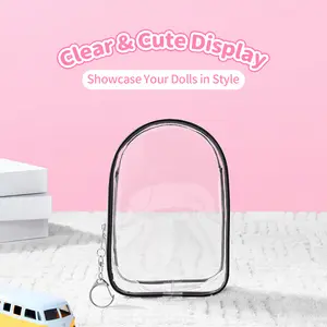 Transparent Doll Bag 17cm - Black, Clear See-Through Design for Doll Display, Perfect for DIY Cute Doll Storage/Carry Scenes, Ideal for Doll Lovers to Organize & Show Off Collectibles
