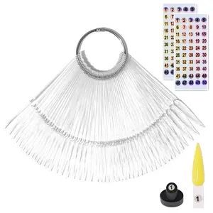 Nail Swatch Sticks with Number Stickers Nail Color Display Stiletto Tips Clear Nail Sample Sticks with Ring Practice Nail Tips Nail Supplies for Nail Techs Professional Nail Salon