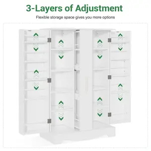 Freestanding Kitchen Pantry - 47" High Modern MDF Fiberboard White Floor Cabinet, Modern Home Furniture Storage Buffet Sideboard with Large Drawer, Adjustable Shelves