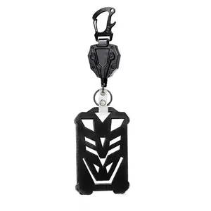 Hexagonal ID Badge Holder with Retractable Steel Wire Rope, Metal Clip, Office Work Tag Stand, Outdoor Travel Backpack Hanging Keychain, Retractable Badge Holders, ID Card Holder, Retractable Badge Reel