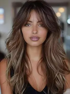 24 Inch Long Layered Cut Wigs for Women, Gorgeous Fluffy Wigs, Natural Looking Wig, Synthetic Full Machine Wigs for Party, Daily Use