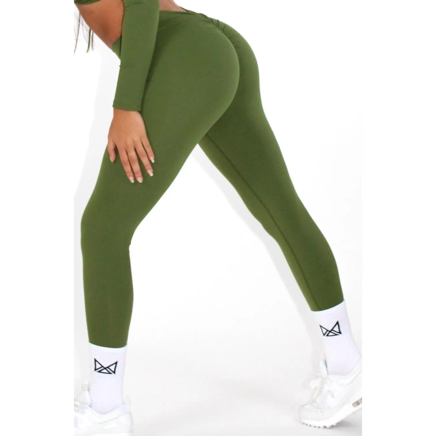 Ava V-Back Scrunch Booty Leggings - Fern Green