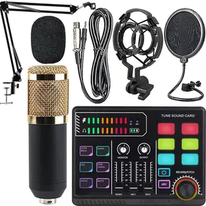 Podcast Equipment Bundle,Professional USB Audio Interface and Studio Condenser Microphone Bundle with Power & BT | Complete Podcast Equipment for Home Recording, Streaming, Voiceover, Singing, and Videos