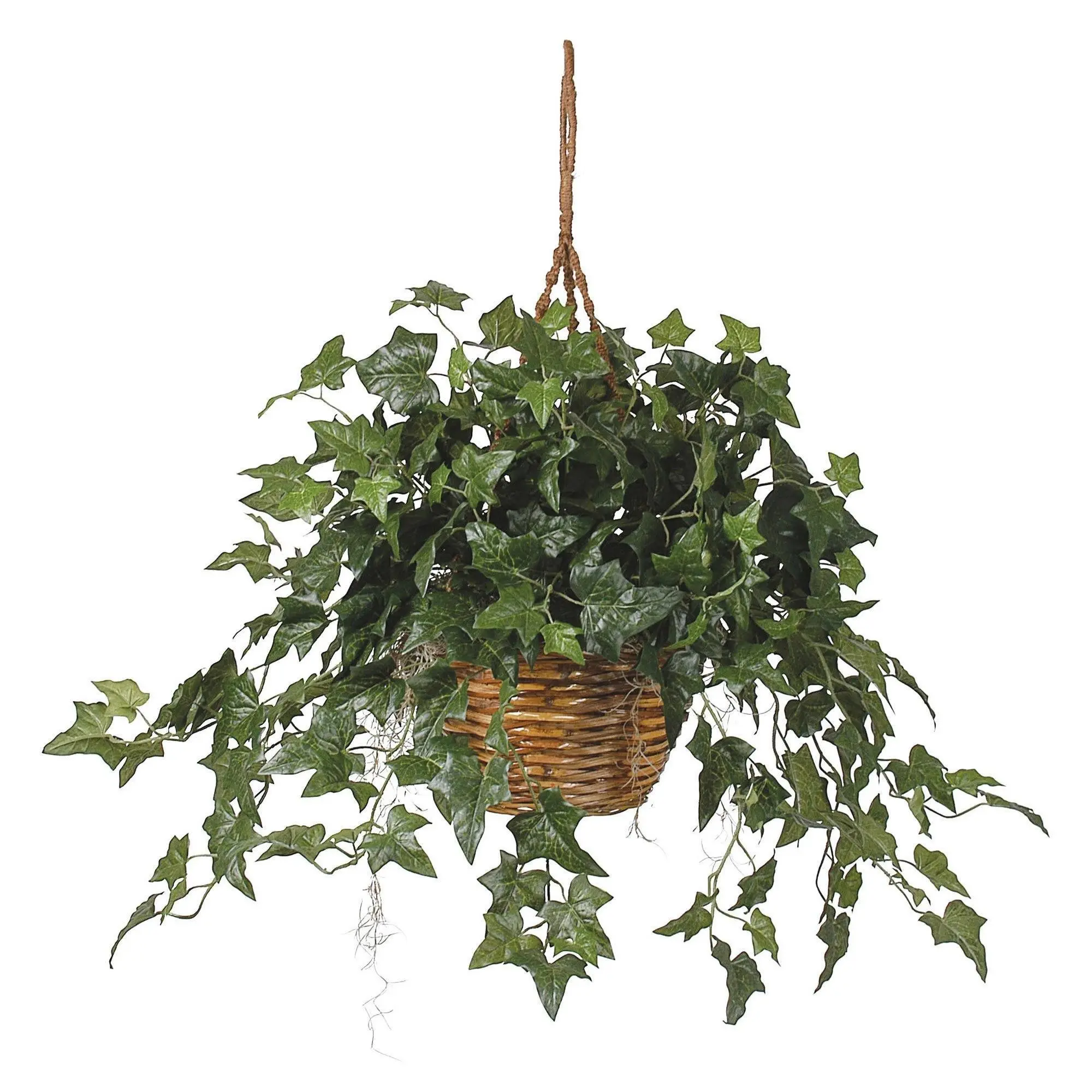 English Ivy Silk Plant Hanging Basket - 10.5 in W, 17 in Tall, 26 in Growth Hanging Planter, Plant Decor for Indoor Home & Garden, Hanging Baskets