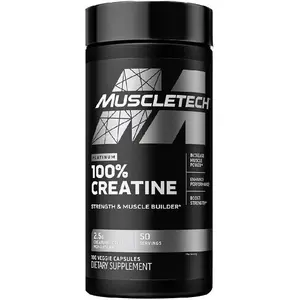 MuscleTech 100% Platinum Micronized Creatine Monohydrate 100 Capsules, 50 Servings