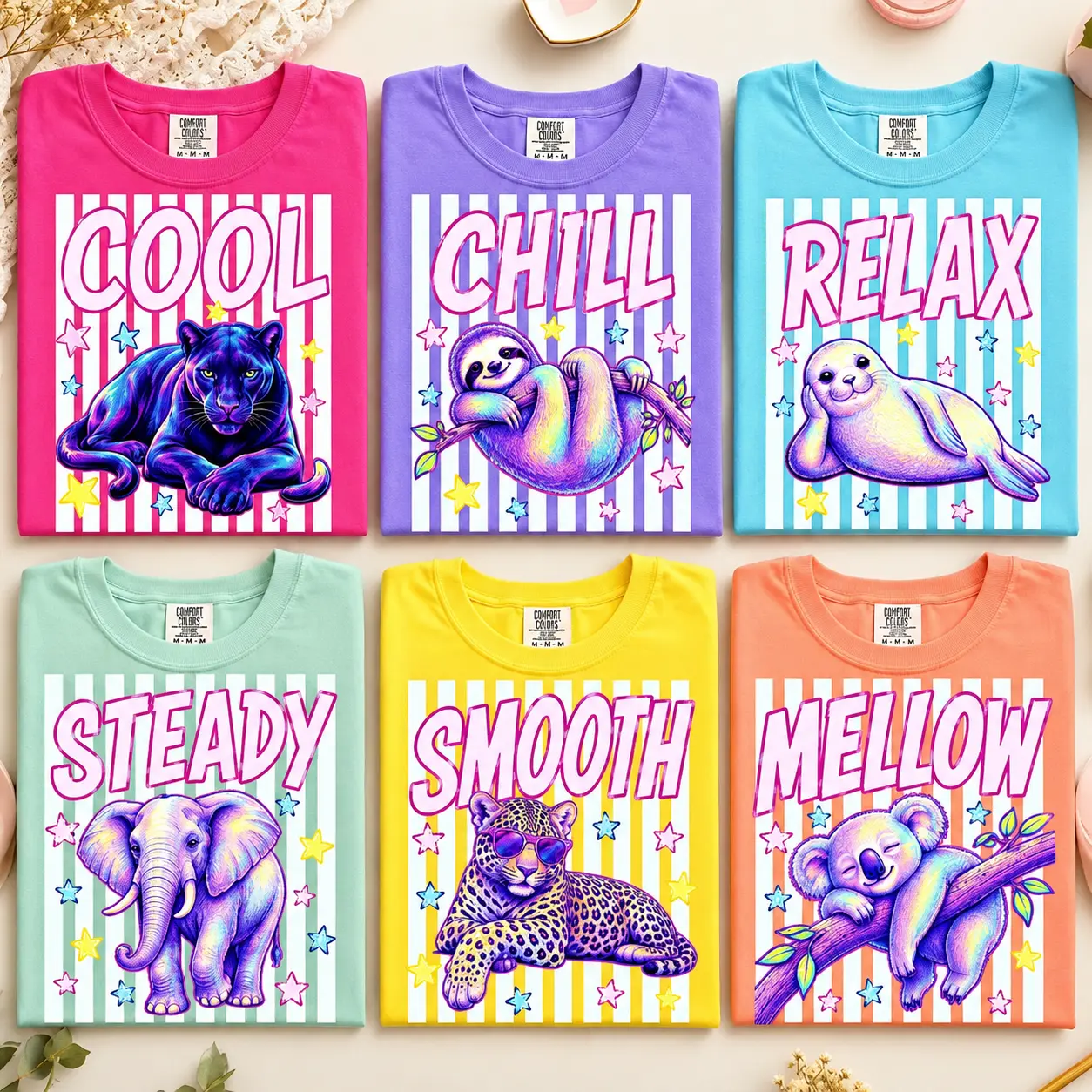 Comfort Colors Animal Personality Shirt, Cool Panther Tee, Chill Sloth Shirt, Relax Seal Tee, Smooth Leopard Mellow Koala Graphic Shirt