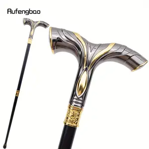 Golden Black Flowing Lines Luxury Fashion Cosplay Stick Party Decorative Cane Elegant Crosier Knob Stick 92cm Costume Prop