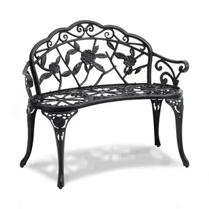 VEVOR Outdoor Bench, Summervibes, 38.8 inches Metal Garden Bench for Outdoors, 480 lbs Load Capacity Bench, Outdoor Garden Park Bench with Backrest and Armrests, Patio Bench for Garden, Park, Yard, Front Porch