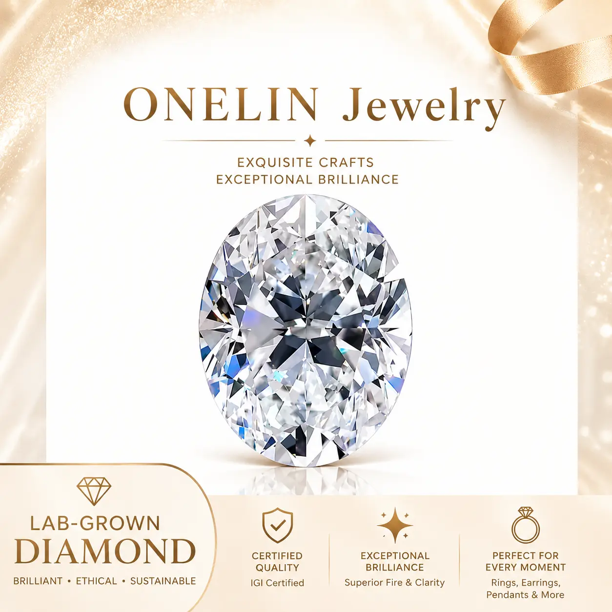 IGI Certified Oval Lab-Grown Diamond - 5.05 Carats - F Color - VS 1 - LG797691094