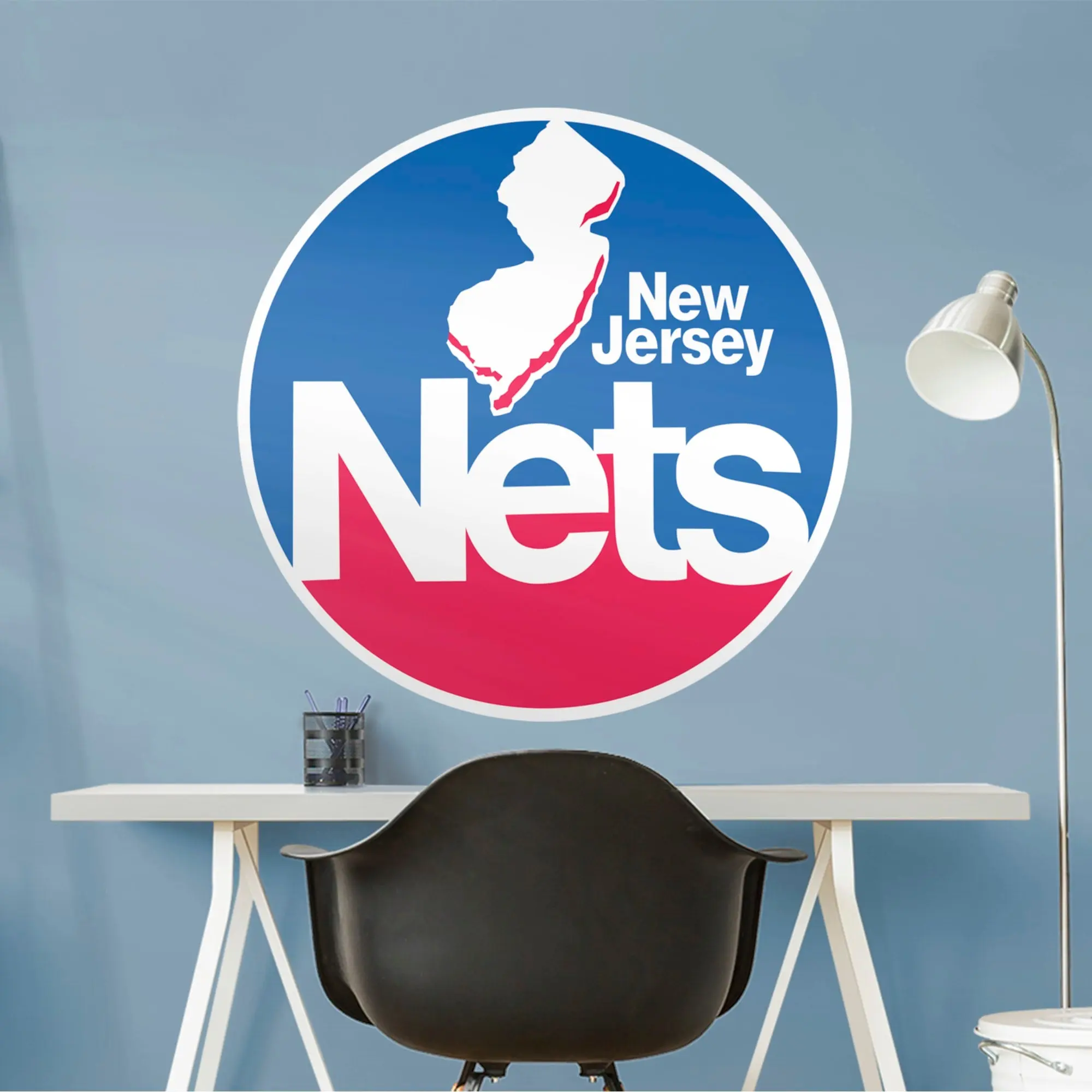 Official NBA New Jersey Nets RealBig Classic Logo Collection Vinyl Wall Decal - Removable, Reusable, Vibrant, Decorative Sticker Deco for Accent Wall, Room Art #1, Vinyl Decal