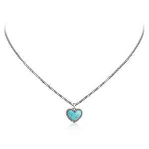 Wrangler  Heart Pendant Necklace for Women Silver Plated Teardrop Gemstone Jewelry Western Style Adaptable for Everyday & Special Occasions