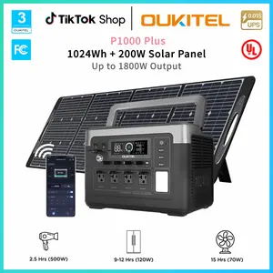 OUKITEL 1024Wh Portable Power Station 1800W High Power Solar Generator with LiFePO4 Battery, USB-C, Folding Solar Panel Home Backup, Camping, Emergency Outdoor Power #PowerStation travel