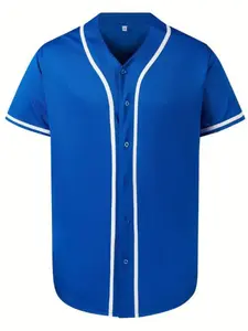 Blank Plain Hip Hop Hipster Blue Baseball Jersey Button Down Shirts Lightweight Jersey Sports Uniforms Men Women Jersey
