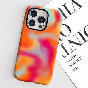 [Magsafe , Tough Case] Abstract Pattern Blending Orange, Red, Pink And Blue Two-In-One Matte Texture Phone Case Suitable For Compatible With Iphone 17, 17AIR,16, 16E 15, 14, 13, 12, 11, PRO MAX,PLUS,X,XS, Galaxy S21/22/23/24/25