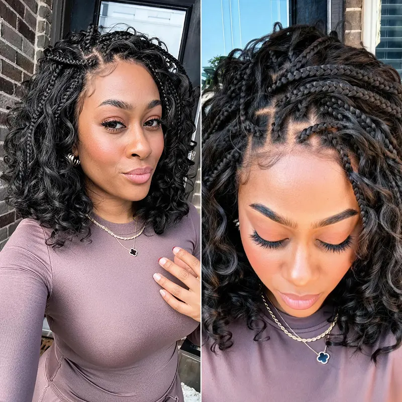 [Limited Deal] Frodio Veralux™ Fiber Braided Top Water Wave Wig 13x6 Lace Front  | Glueless, Wear & Go, Boho Braids Water Wave Wig – Premium Fiber, Beginner Friendly #summervibes