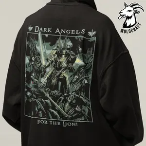 Dark Angels Warhammer 40K Hoodie, Unisex Cotton Hooded Top, Space Marine Fan Clothing, The Lion Graphic Design