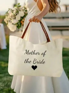 Bride Mom Handbag, Groom Mom Custom Shoulder Bag, Leather Handle, Perfect for Mother's Day, Engagement, Single Party, Wedding Gift, Fashionable Versatile Purse