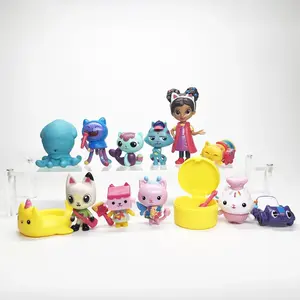 NEW 13pcs Gabby Dollhouse PVC Figure Toy Mercat Cartoon Smiling Car Cat Gaby Girl Doll Action Figure