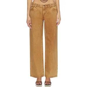 Leslie Amon x REVOLVE Denim Rhinestone Festival Pants in Gunmetal