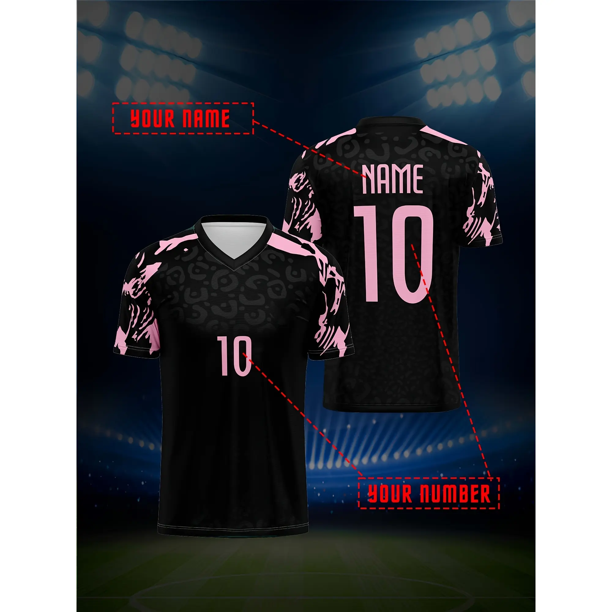 Unisex Multi-Size [XXS-7XL] Mesh Fabric Contrast Color V-Neck Universal Sport Football Sportswear - Well-Fitted, Comfortable, Customizable with Name & Number, Suitable for Parties & Summer Events