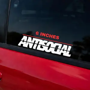 2 pack Antisocial Banner Decal 8x3 White Vinyl Car Sticker - Clean Banner Style, Permanent Vinyl, Easy Application, 11x2 Inches, White Only