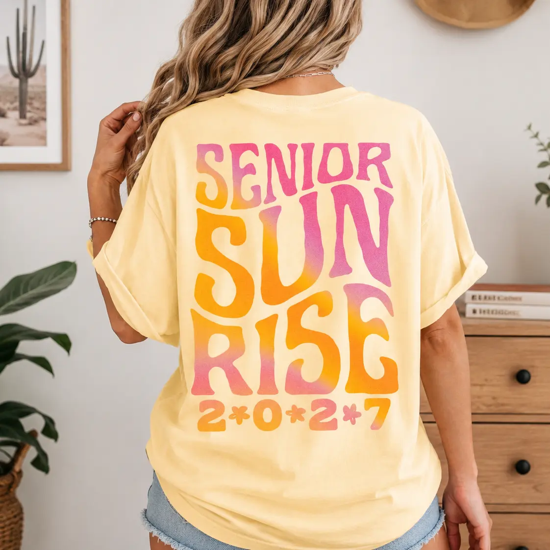 Comfort Colors Senior Sunrise Tee, Class of 2027 2026 Senior Sunrise Tee, Aesthetic Seniors Shirts Pink Butter Yellow