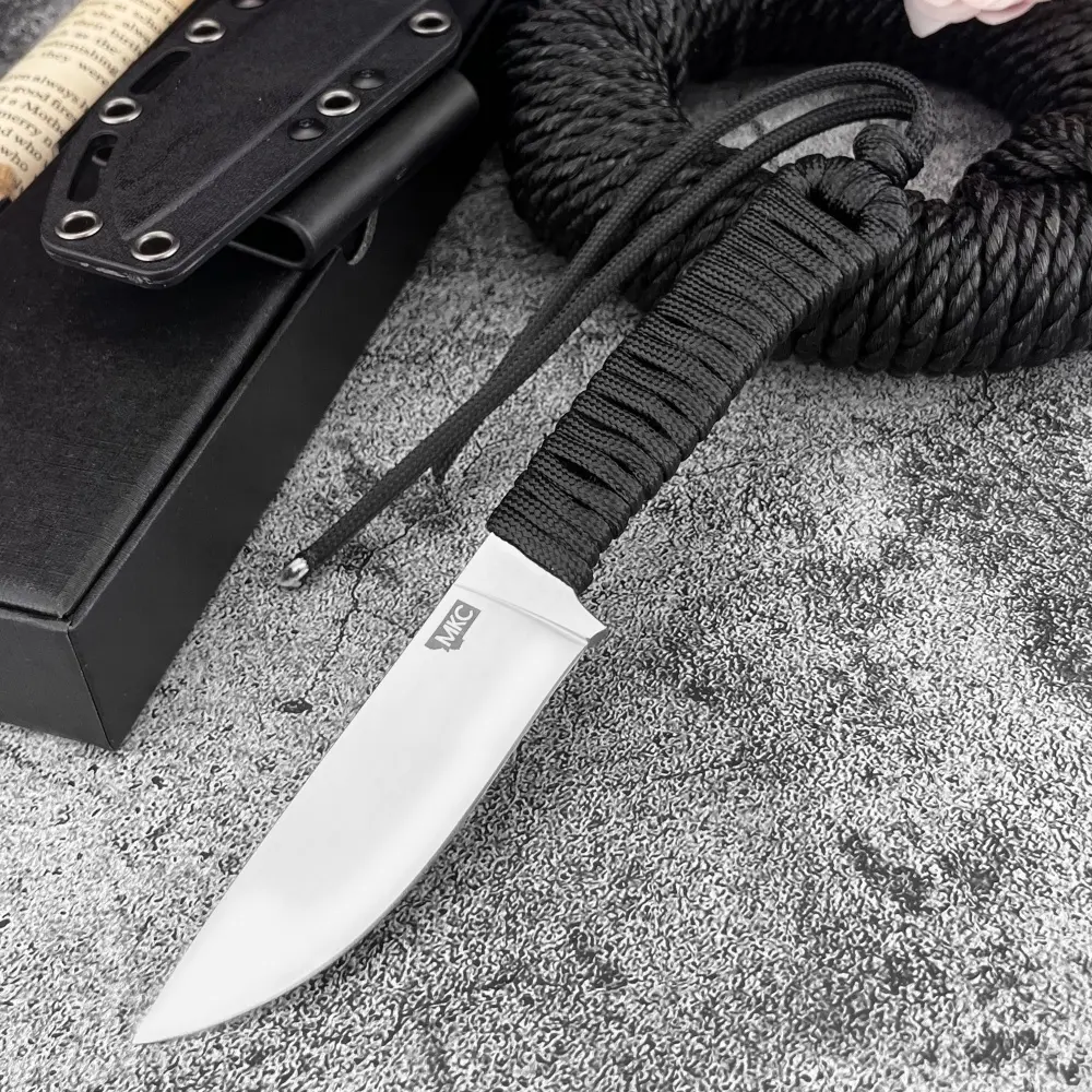 New High-Hardness Jungle Compact Fixed-Blade Knife with Sheath, 440C Steel Blade, and Nylon Cord Handle Perfect for On-the-Go Use Everyday Survival, Outdoor, Camping, Hiking, Adventure, Fishing, Outdoor Camping Knives Multipurpose Cutting Tool and Gift