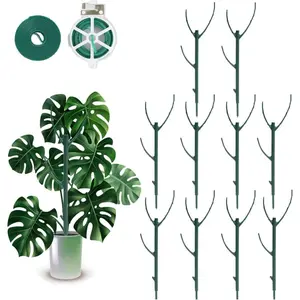 10 Pack Stackable  Support Stakes, 75inch Climbing  Sticks Structures for Monstera with Garden Ties, Durable Alternative to Moss Pole for Indoor Outdoor