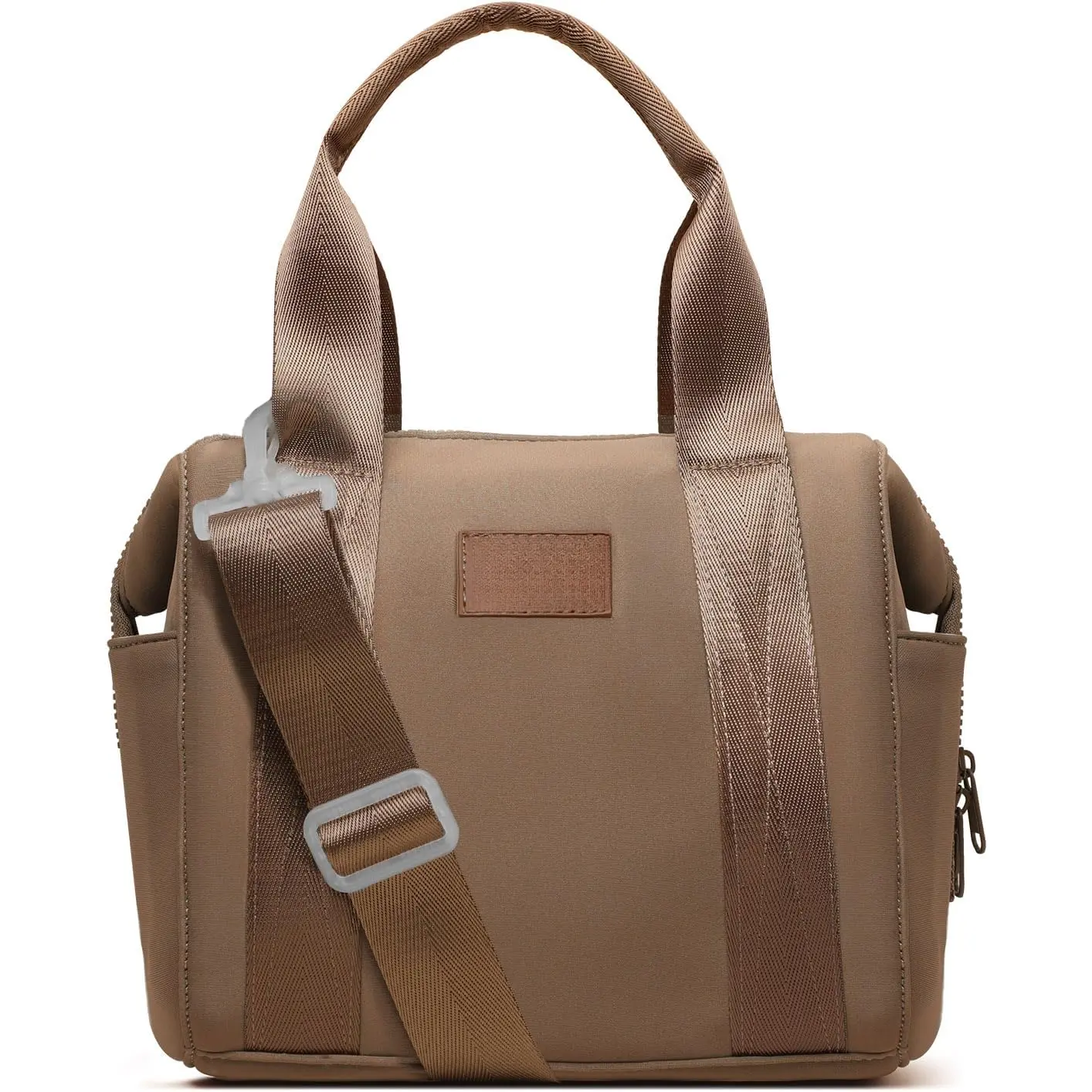 Insulated Lunch Bag Lunch Box for Women Large Neoprene Crossbody Lunch Tote Bag Cooler Bag for Work Picnic Travel with Adjustable  Strap(Brown)