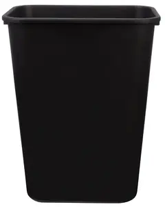 Rectangular Plastic Office Wastebasket, Easy to Clean,15.5"L x 11.5"W x 20"H, 10 Gallon, Black, 2-Pack