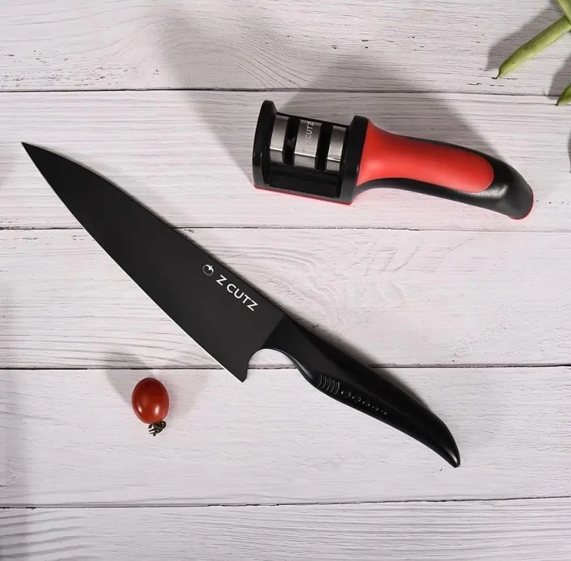 Zcutz Chef Knife – Stainless Steel Kitchen Equipment – Professional chef Knife – Vegetable Chopper Knife – chef Knife with sharpener Meat Blade