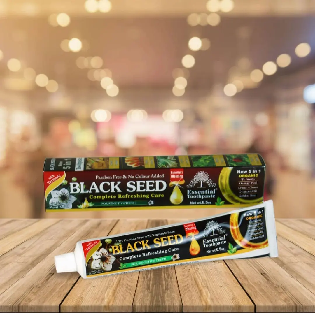 Organic Black Seed Essential Toothpaste 5 in 1 100% Fluoride Free & Vegetable Base for Sensitive Teeth- oral health management Vegan Anti Plaque Gentle