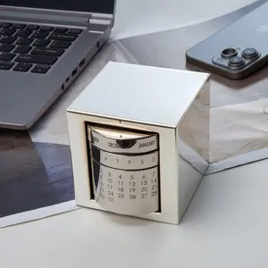 Executive Perpetual Calendar Cube | Metal Desk Organizer & Calendar | Compact Cube for Office Desk | Luxury Desk Toy and Paperweight